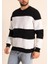 Parçalı Bisiklet Yaka Baskılı Sweatshirt - Siyah 1