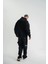 Kapşonlu Double Oversize Yıkamalı Evalı Nakışlı Sweatshirt - Siyah 2