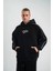 Polızeı Premium Kalite Unisex Kapşonlu Ara Biyeli Sweatshirt - Siyah 1