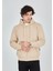Unisex Tam Fermuarlı Kapşonlu Sweatshirt - Bej 3