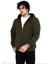 Unisex Tam Fermuarlı Kapşonlu Sweatshirt - Haki 1