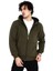 Unisex Tam Fermuarlı Kapşonlu Sweatshirt - Haki 2
