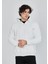 Unisex Tam Fermuarlı Kapşonlu Sweatshirt - Beyaz 1