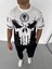 Unisex Bisiklet Yaka Baskılı Oversize T-Shirt - Beyaz 1