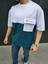 Unisex Torba Cep Detaylı Parçalı T-Shirt - Lacivert 1