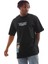 Unisex Bisiklet Yaka Baskılı Oversize T-Shirt - Siyah 2