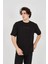 Unisex Jakar Kumaş Rahat Kol T-Shirt - Siyah 2