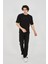 Unisex Jakar Kumaş Rahat Kol T-Shirt - Siyah 4