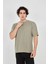 Unisex Jakar Kumaş Rahat Kol T-Shirt - Açık Yeşil 1