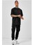 Unisex Bisiklet Yaka Oversize Baskılı T-Shirt - Siyah 2