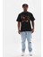 Unisex Baskılı Oversize T-Shirt - Siyah 4