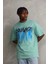 Unisex Baskılı Oversize T-Shirt - Mint Yeşili 4