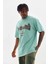 Unisex Baskılı Oversize T-Shirt - Mint Yeşili 1
