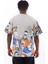 Unisex Oversize Baskılı Bisiklet Yaka T-Shirt - Gri 2