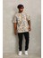 Unisex Oversize Baskılı Bisiklet Yaka T-Shirt - Gri 3