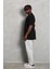 Unisex Oversize Baskılı Bisiklet Yaka T-Shirt - Siyah 4