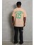 Unisex Oversize Baskılı Bisiklet Yaka T-Shirt - Bej 2