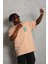 Unisex Oversize Baskılı Bisiklet Yaka T-Shirt - Bej 4