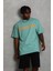 Unisex Oversize Baskılı Bisiklet Yaka T-Shirt - Mint Yeşili 2