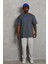 Unisex Oversize Baskılı Bisiklet Yaka T-Shirt - Füme 3