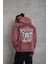 Erkek Kordon Ipli Baskılı Kapüşonlu Sweatshirt - Gül Kurusu 1