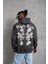 Erkek Baskılı Kapşonlu Sweat - Füme 2