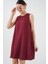 2444 Mini Keten Elbise - Bordo 1