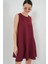 2444 Mini Keten Elbise - Bordo 2