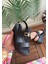Gitay Siyah Cilt Dolgu Topuk Sandalet 3