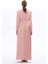 Bordo Pileli Elbise Pudra 4