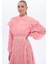 Desenli Plata Elbise Pembe 2