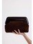 Kadın Acı Kahve Kroko Desen Deri Detaylı Süet Clutch El Çantası 2