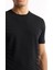 Erkek Siyah Bisiklet Yaka Önü Jakar Detaylı Rayon Triko T-shirt A51Y5004 2