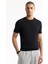 Erkek Siyah Bisiklet Yaka Önü Jakar Detaylı Rayon Triko T-shirt A51Y5004 5