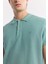 Erkek Nil Yeşili Polo Yaka Dokulu Triko T-shirt B005120 2