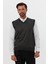 Erkek Standart Fit Normal Kesim Kolsuz Triko Süveter 4