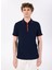 D5SM-TST3805 Lacivert - Kırmızı Relaxed Düz Erkek Polo T-Shirt 3