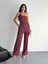 Asimetrik Crop Pantalon Ikili Takım - Gül Kurusu 5