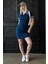 Lacivert Polo Yaka Şerit Detaylı Kadın Elbise MG2344 4