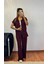 Bordo Bel Lastik Detaylı Yelekli Modal Takım 1
