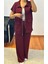 Bordo Bel Lastik Detaylı Yelekli Modal Takım 4