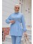 Taş Düğme Detaylı Takım Bebe Mavisi 4