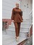 Taş Düğme Detaylı Takım Kahverengi 1
