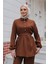 Taş Düğme Detaylı Takım Kahverengi 2