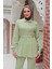 Taş Düğme Detaylı Takım Mint Yeşili 2