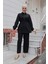 Taş Düğme Detaylı Takım Siyah 1