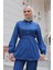 Taş Düğme Detaylı Takım Indigo 2