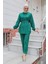 Taş Düğme Detaylı Takım Yeşil 3