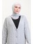 Düğmeli Uzun Triko Hırka 0377-06 Gri 3