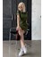 Haki Polo Yaka Şerit Detaylı Kadın Elbise MG2344 3